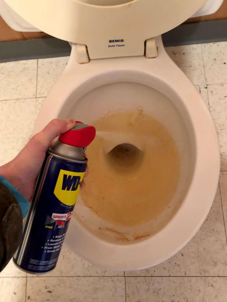 Did you know WD-40 is a great toilet cleaner for hard water stains