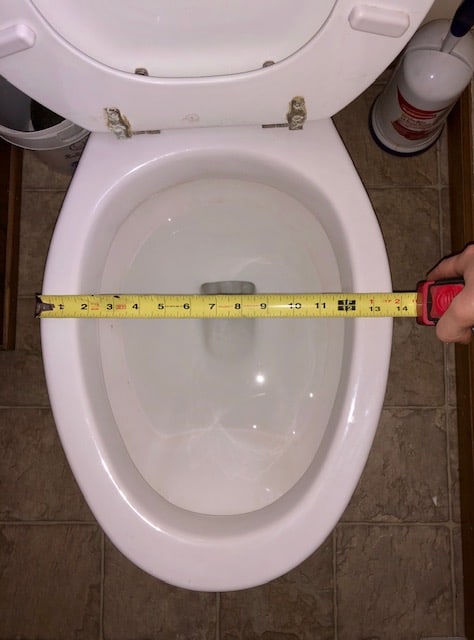 Measuring toilet seat width